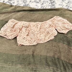 Off-Shoulder Eyelet Crop Top